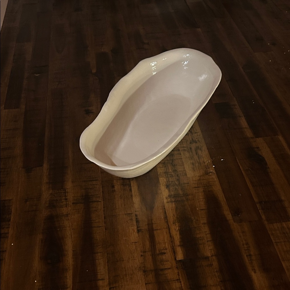 Elegant Cream Ceramic Serving Dish